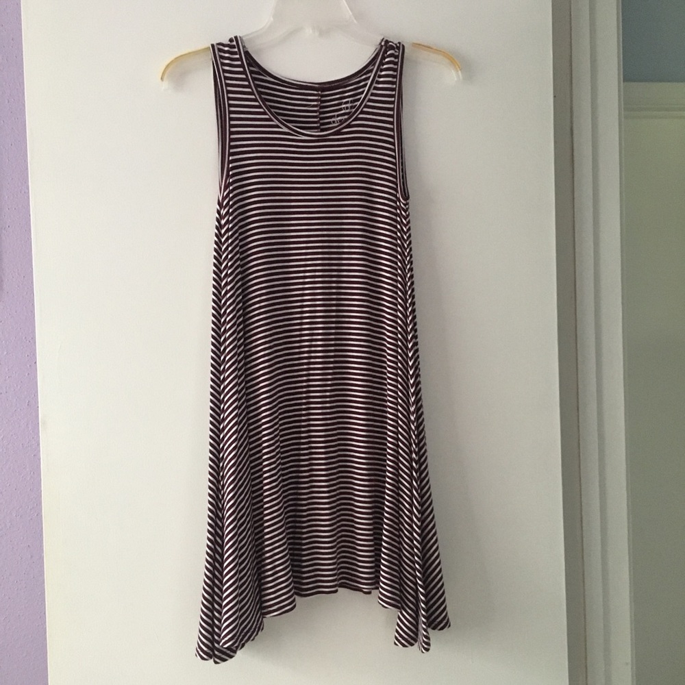Burgundy and white striped dress